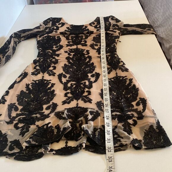 For Love & Lemons Black & Cream A Night To Remember Mini Dress Size Small - Picture 13 of 14
